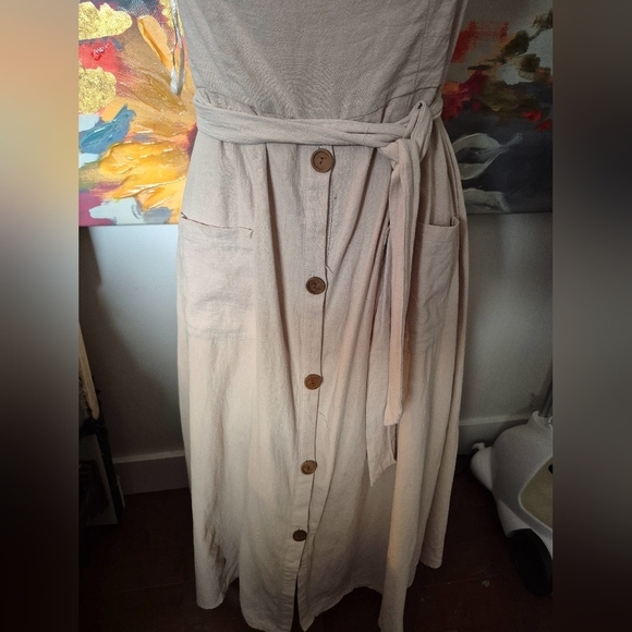 Indikah Cream Off-Shoulder Ruffled Midi Sundress Sizr 12 - Picture 6 of 16